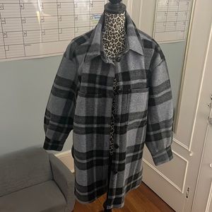 Blue and black plaid shacket